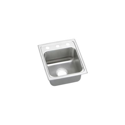 Elkay DLR1517101 18 Gauge Single Bowl Top Mount Kitchen Sink, 15" x 17.5" x 10", Stainless Steel