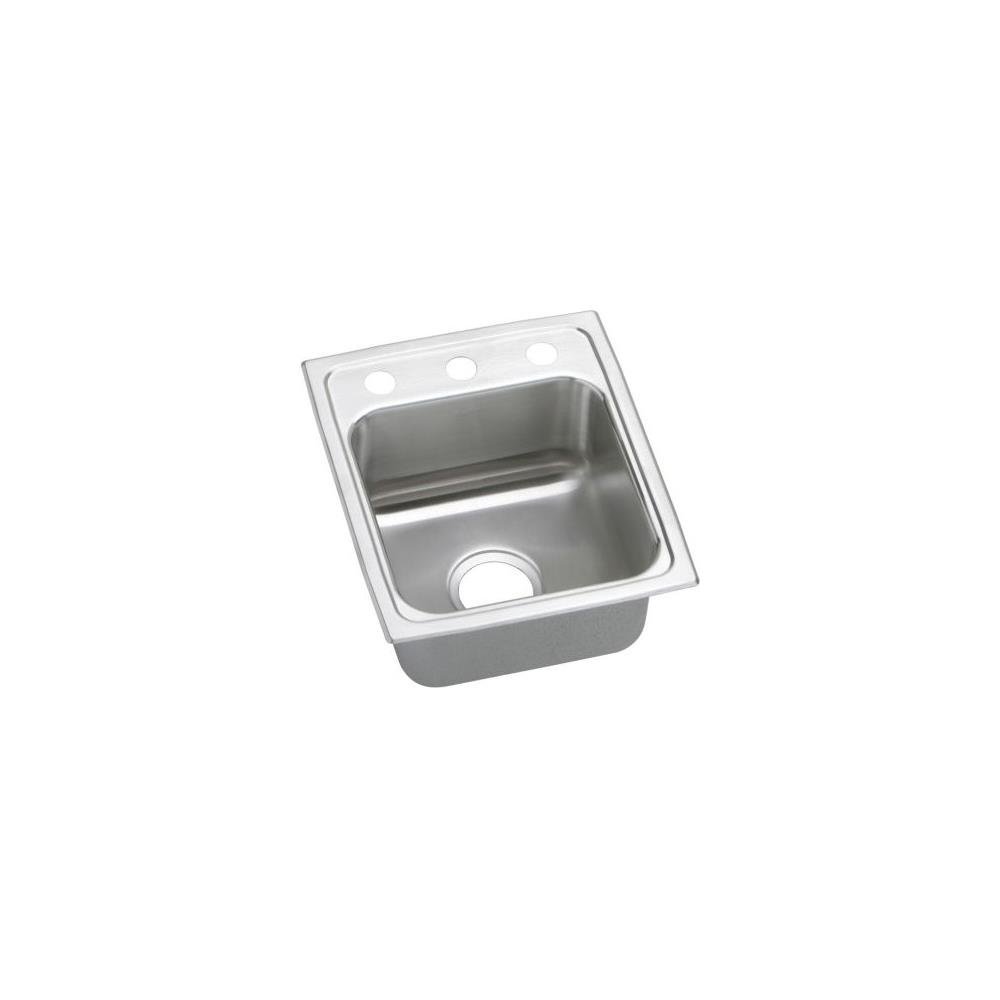 Elkay DLR1517101 18 Gauge Single Bowl Top Mount Kitchen Sink, 15" x 17.5" x 10", Stainless Steel