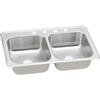Elkay CR33222 20 Gauge Double Bowl Top Mount Kitchen 2 Hole Sink, 33" x 22" x 7", Stainless Steel view 1