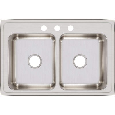 Elkay Drop-In Sink, Drop-In Mount, 3 Hole, 13-1/2" x 16", Lustrous Highlighted Satin LR33223-1 Each