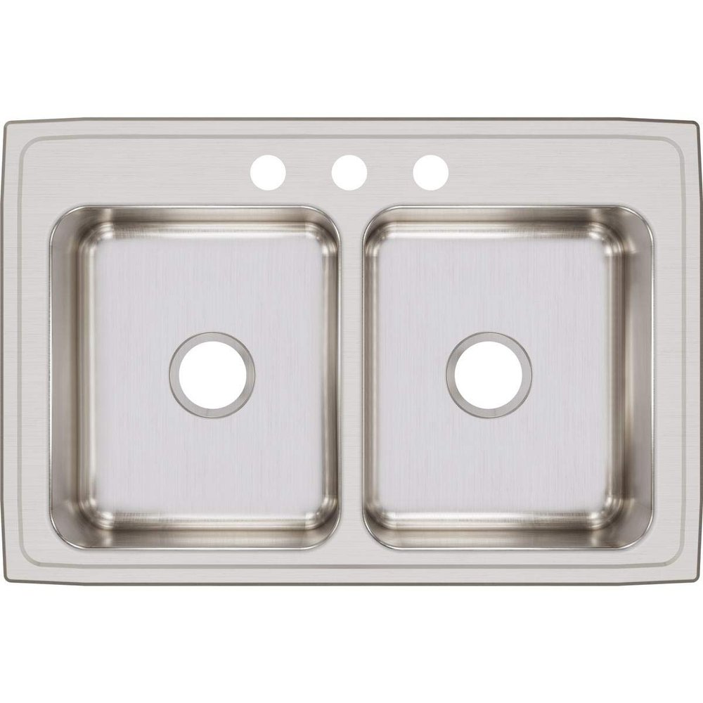 Elkay Drop-In Sink, Drop-In Mount, 3 Hole, 13-1/2" x 16", Lustrous Highlighted Satin LR33223-1 Each