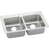 Elkay LRAD3319401 1-Hole Double Basin Top-Mount from the Gourmet Lustertone Series Stainless Steel Kitchen Sink view 1