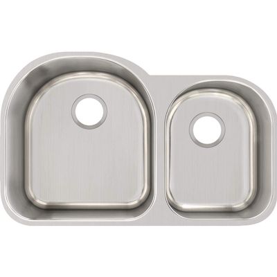 Elkay Lustertone ELUH311910R Offset 60/40 Double Bowl Undermount Stainless Steel Kitchen Sink