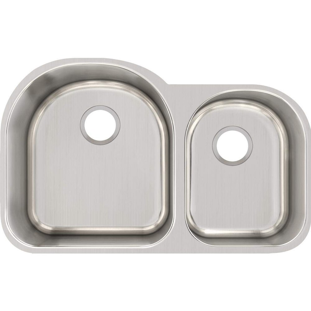 Elkay Lustertone ELUH311910R Offset 60/40 Double Bowl Undermount Stainless Steel Kitchen Sink