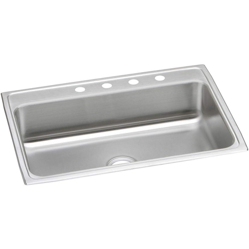 Elkay PSR31224 Pacemaker 20 Gauge/31" x 22" x 7.125" Single Bowl Top Mount Kitchen 4 Faucet Holes Sink, Stainless Steel