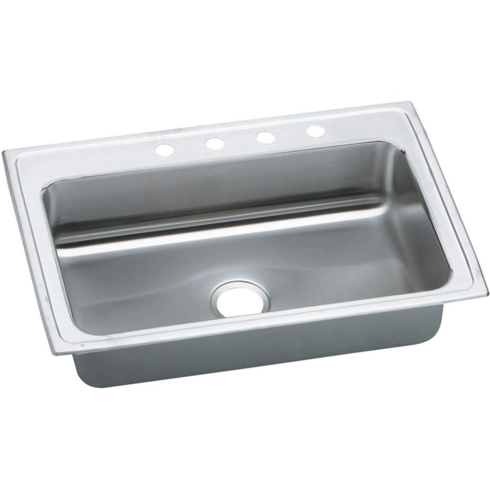 Elkay PSRS33223 3-Hole Gourmet Pacemaker 33" x 22" Single Basin Top-Mount Kitchen Sink, Stainless Steel