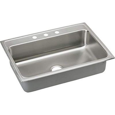 Elkay LR31221 18 Gauge Stainless Steel 31" x 22" x 7.625" Single Bowl Top Mount Kitchen Sink 1 Hole