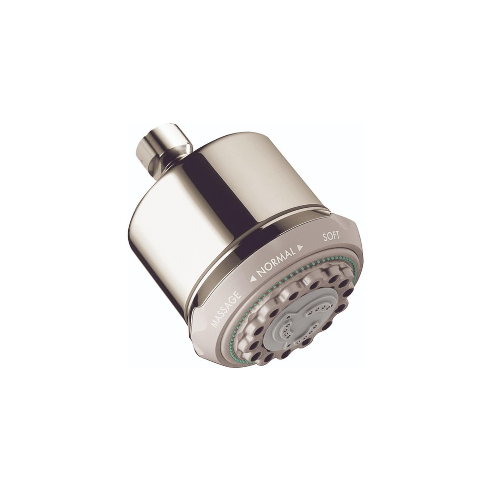 hansgrohe Clubmaster Easy Clean Modern Showerhead 3-Spray Full, Pulsating Massage, Soft spray with QuickClean in Polished Nickel, 2.5 GPM, 28496831