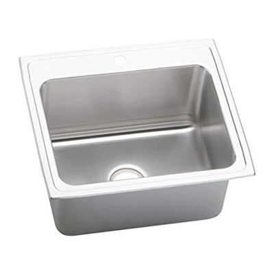 Elkay DLR2522102 2-Hole Gourmet Single Basin Drop-In Stainless Steel Kitchen Sink, 15-3/4-Inch x 25-Inch