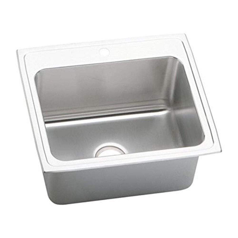 Elkay DLR2522102 2-Hole Gourmet Single Basin Drop-In Stainless Steel Kitchen Sink, 15-3/4-Inch x 25-Inch