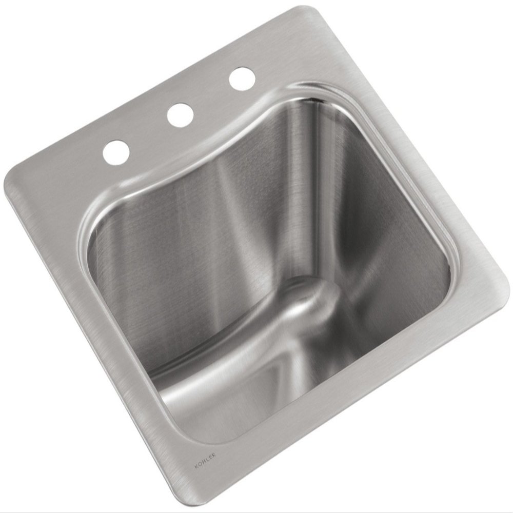 KOHLER Staccato 20x20" Stainless Steel Kitchen Sink and Bar Sink, Single Bowl, 1 Hole