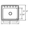 Elkay PSR25212Elkay 20 Gauge Stainless Steel 25" x 21.25" x 7.5" Single Bowl Top Mount Kitchen Sink 2 Faucet Holes view 2