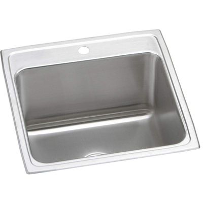 Elkay DLR2222121 1-Hole Gourmet Single Basin Drop-In Stainless Steel Kitchen Sink, 22-Inch x 22-Inch