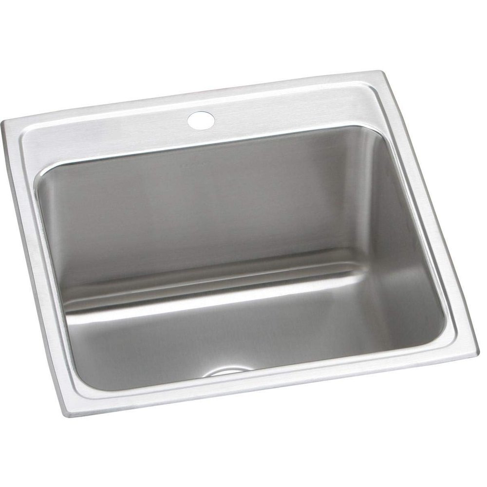 Elkay DLR2222121 1-Hole Gourmet Single Basin Drop-In Stainless Steel Kitchen Sink, 22-Inch x 22-Inch