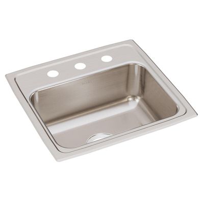 Elkay LR19183 Lustertone Classic Stainless Steel 19" x 18" x 7-5/8", Single Bowl Drop-in Sink, 1.5