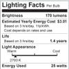 Satco S3860 120V Medium Base 25-Watt G25 Light Bulb, Silver Crown view 2