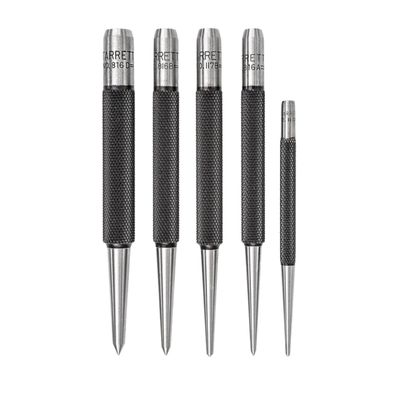 Starrett Steel Prick Punch Set with Plastic Case and Knurled Grip for Precise Positioning and Secure Holding - Hardened and Tempered Steel, 4" Length - 5-Pack - S816PC