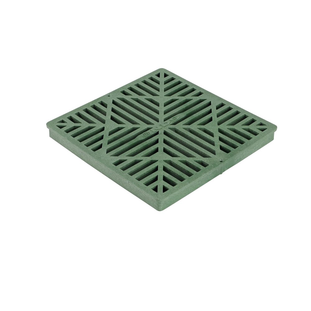 NDS 1212 Square Catch Basin Drain Grate, Diamond Design, Fits 12-Inch Catch Basin Drain, Risers and Low Profile Adapter, 12-Inch, Plastic, Green