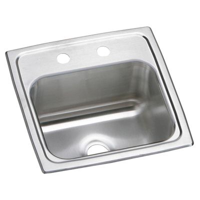 Elkay BPSR152 Gourmet Pacemaker 15" by 15" Stainless Steel Two Hole Bar Sink Pacemaker Bright Satin Finish