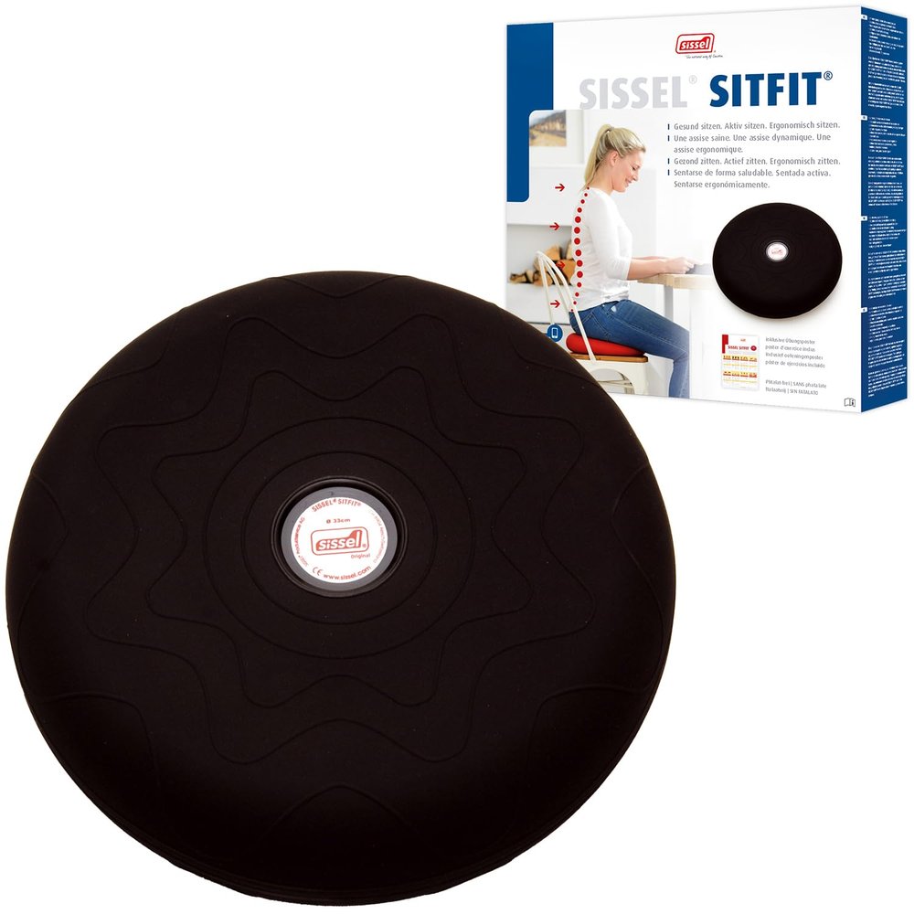 SISSEL SITFIT 14in Black | Active Sitting & Training | Strengthens Back & Pelvic Floor Muscles | Versatile Use: Legs & Veins | Adjustable Pressure | Includes Exercise Poster