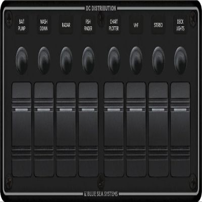 Blue Sea Systems 8-Position Water-Resistant Breaker Panel, Black