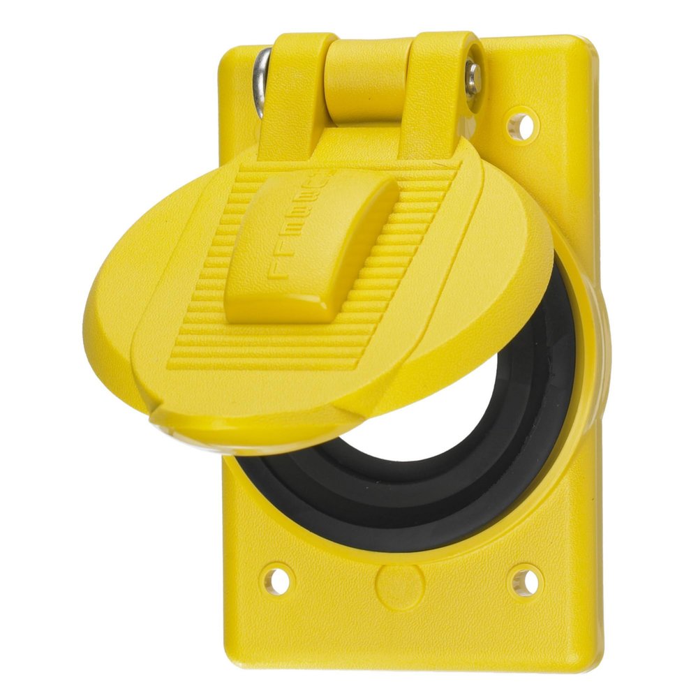Hubbell Wiring Systems HBL74CM24WO Ship-to-Shore Polycarbonate Spring-Loaded Lift Cover for 26CM10 Weather Proofing Receptacle, Yellow