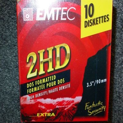 EMTEC 3.5" DOUBLE SIDED HIGH DENSITY IBM FORMATTED DISKETTES10-PACK