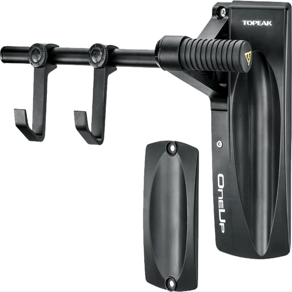 Topeak OneUp Wall-Mount Bike Holder with Front Wheel Stabilizer, 35 lb