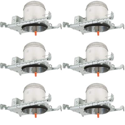 6 Pack - 5" Inch LED New Construction Recessed Housing Can Light IC Airtight Title 24 Certified Replaces Halo & Juno