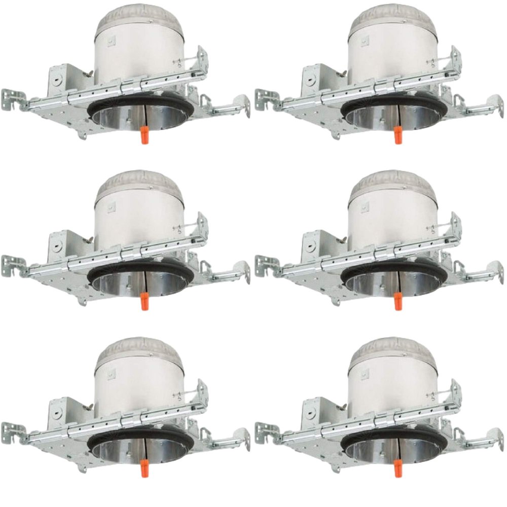 6 Pack - 5" Inch LED New Construction Recessed Housing Can Light IC Airtight Title 24 Certified Replaces Halo & Juno