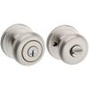 Kwikset Juno Entry Door Knob with Lock and Key, Secure Keyed Handle Exterior, Front Entrance and Bedroom, Satin Nickel, Pick Resistant SmartKey Rekey Security and Microban, 2 view 1