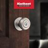 Kwikset Juno Entry Door Knob with Lock and Key, Secure Keyed Handle Exterior, Front Entrance and Bedroom, Satin Nickel, Pick Resistant SmartKey Rekey Security and Microban, 2 view 2