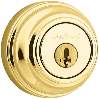 Kwikset 985 Double Cylinder Deadbolt featuring SmartKey in Polished Brass