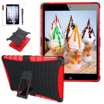 Case for Ipad 4th 3rd 2nd Generation 9.7 inch case Cover (Old Model) md510ll/A MC769ll /A Mc979ll /A Mc705ll /A A1458 A1430 A1416 2In1 TPU PC Design Cover (Red)