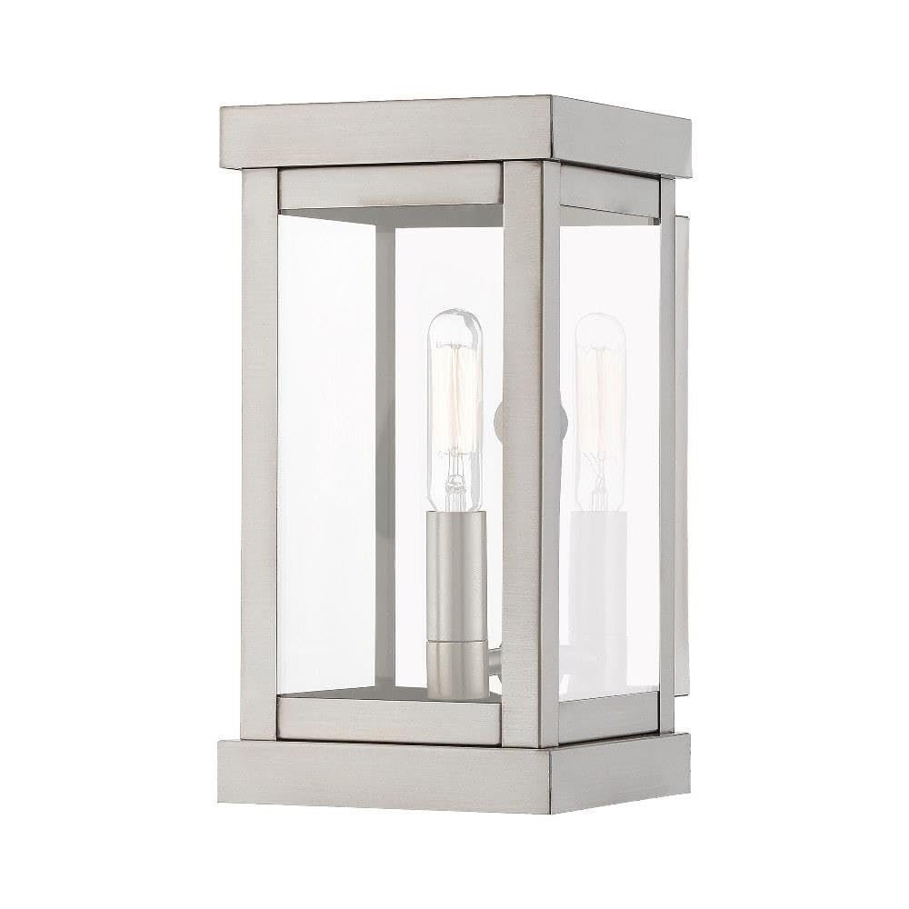 Livex Lighting 20701-91 Hopewell 1 Light Outdoor Wall Lantern, Brushed Nickel