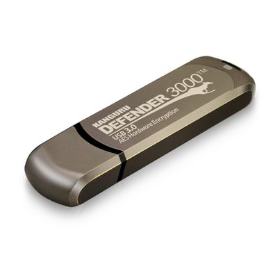 Kanguru Defender 3000  64 GB Hardware Encrypted Flash Drive - FIPS 140-2 Level 3 Certified - SuperSpeed USB 3.0  Water Resistant