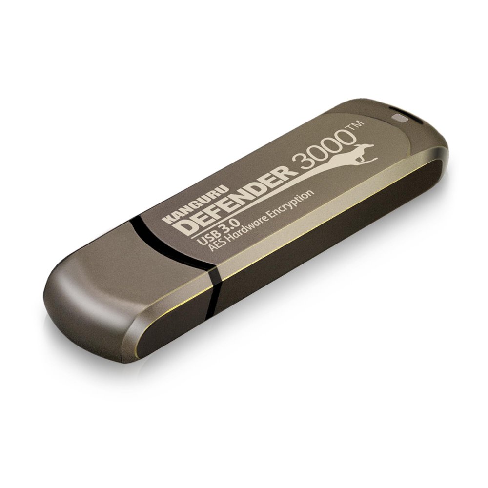 Kanguru Defender 3000  64 GB Hardware Encrypted Flash Drive - FIPS 140-2 Level 3 Certified - SuperSpeed USB 3.0  Water Resistant