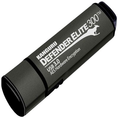 Kanguru Defender Elite300  64 GB Hardware Encrypted Flash Drive - FIPS 140-2 Certified - SuperSpeed USB 3.0  Water Resistant