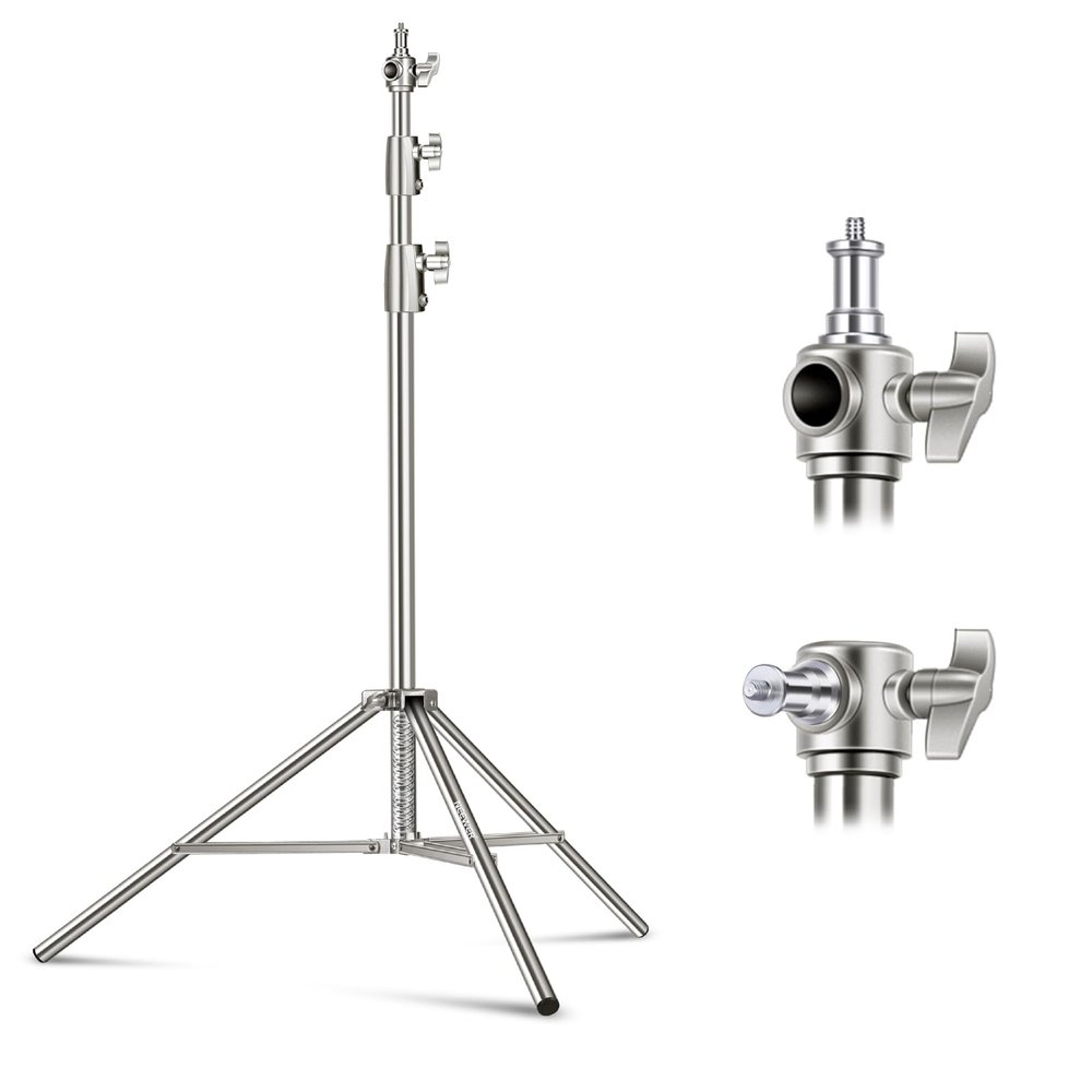 NEEWER 102"/2.6m Stainless Steel Light Stand, Spring Cushioned Heavy Duty Photography Tripod Stand with 1/4 to 3/8 Universal Screw Adapter for Strobe, LED Video Light, Ring Light, Monolight, Softbox