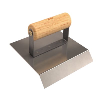 Bon Tool 12-864 6-Inch by 6-Inch Stainless Steel Concrete Chamfer Tool with 45-Degree Radius Wood Handle