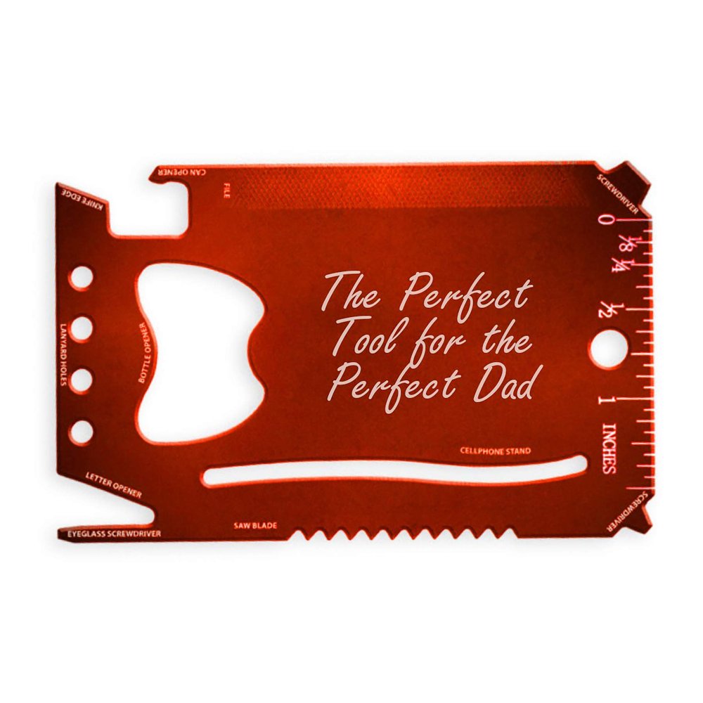 Perfect Tool For Perfect Dad Father's Day Gift - 3D Laser Engraved Wallet Multi Tool 12 Function (Red)