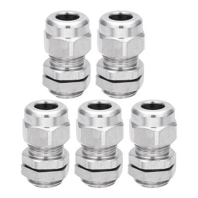 uxcell Pack of 5 Cable Gland Waterproof M12 Stainless Steel Cable Glands