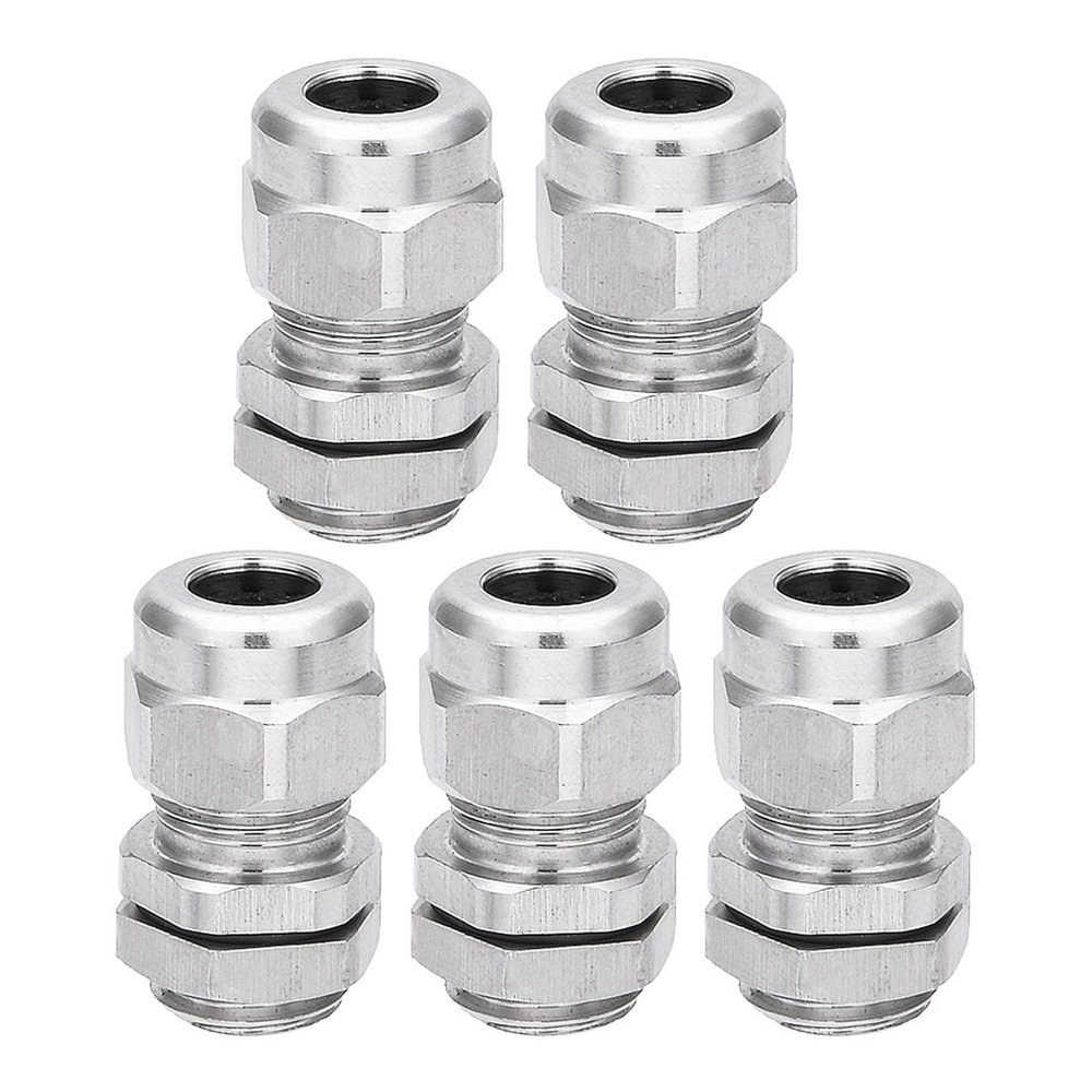 uxcell Pack of 5 Cable Gland Waterproof M12 Stainless Steel Cable Glands