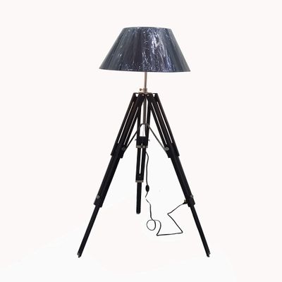 THOR INSTRUMENTS Classic Wood Three Fold Tripod Floor Lamp Black, for Living Room Office Rustic Vintage Home Decor Gifts