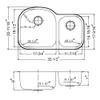 Houzer MC-3210SR-1 Medallion 32 Inch Stainless Steel Kitchen Sink, Undermount, Cabinet Compatibility, 70/30 Double Bowl Kitchen Sink, Small Bowl Right, Satin Finish view 2