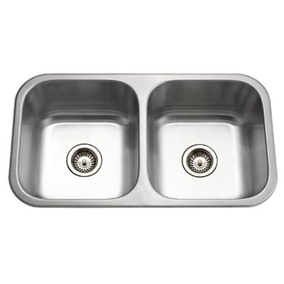 Houzer 31" Stainless Steel Undermount 50/50 Double Bowl Kitchen Sink