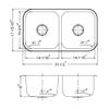 Houzer 31" Stainless Steel Undermount 50/50 Double Bowl Kitchen Sink view 2