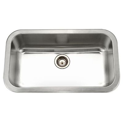 HOUZER MGS-3018-1 Medallion Gourmet Series Undermount Stainless Steel Kitchen Sink, Easy Installation, Large Single Bowl, Satin Finish, Strainer Included