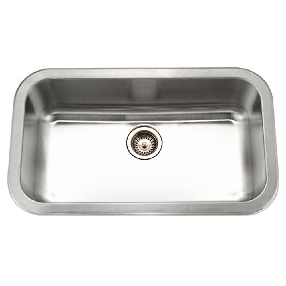 HOUZER MGS-3018-1 Medallion Gourmet Series Undermount Stainless Steel Kitchen Sink, Easy Installation, Large Single Bowl, Satin Finish, Strainer Included