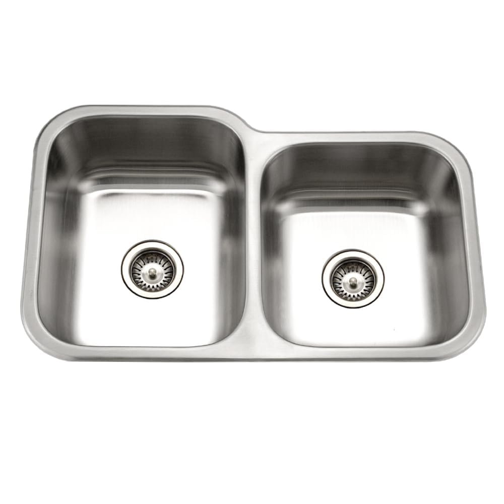 Houzer 32" Stainless Steel Undermount 60/40 Double Bowl Kitchen Sink